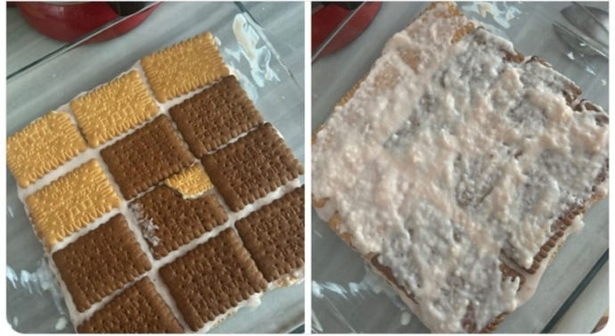 Fakir pastası yapayım dedim fakirlikten pasta böyle oldu yenir mi? ben galiba beceremiyorum fakir fukara işini 🤭🤭?