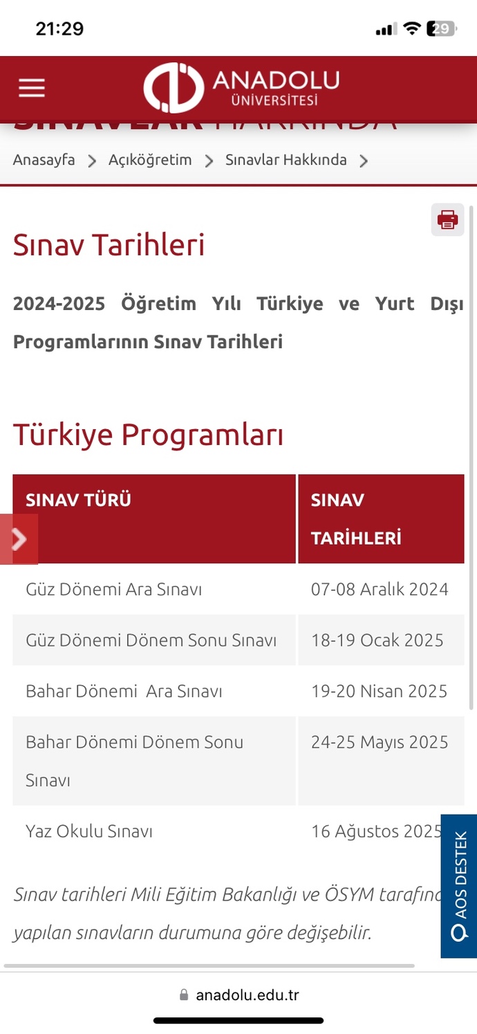 Anadolu Üniversitesi ikinci ün. sınavları dönem başı 2 tane mi oluyo?