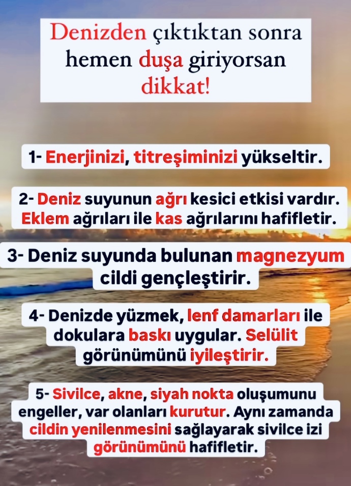 Denizden çıktıktan sonra hemen duşa giriyor musun?