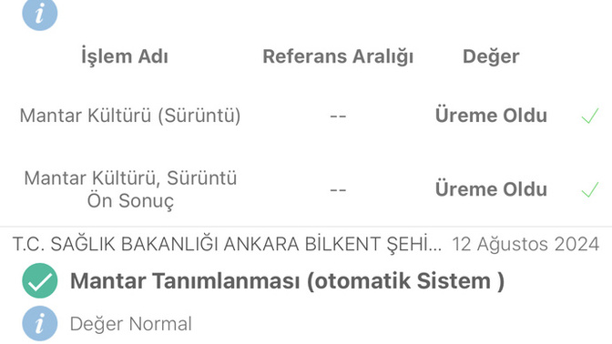 Candida mantarı artışı ya da  başka mantar artışı var mı?