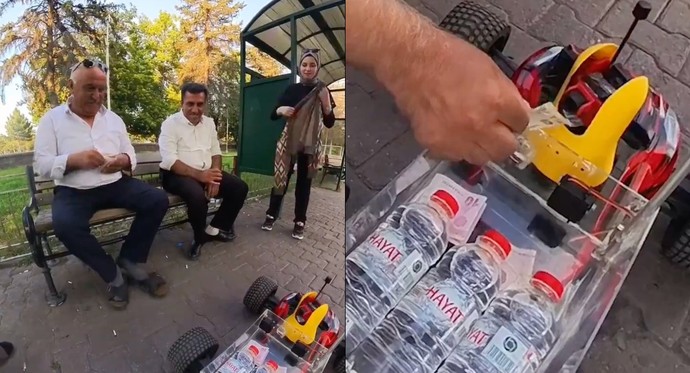 Bir vatandaş, uzaktan kumandalı arabayla sokakta su sattı. Siz bu fikri nasıl buldunuz?