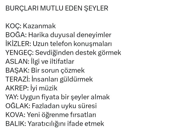 Burcunuza göre sizi mutlu eden şeyler nelerdir?