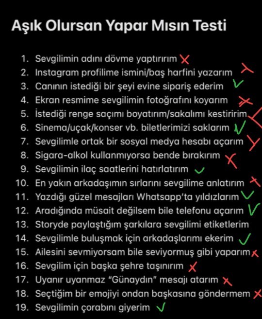 Aşık olursanız hangilerini yaparsınız?