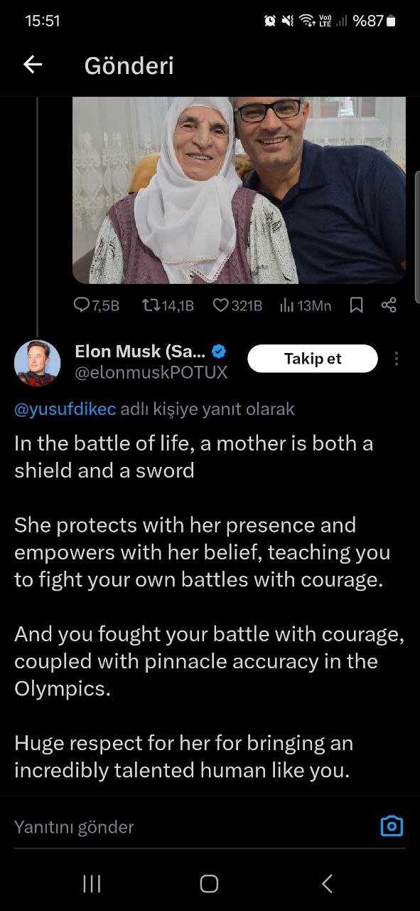 Yusuf Dikeçin paylaşımına Elon Muskun yaptığı yoruma bakın bir de bizimkilerin yaptığı yorumlara bakın?