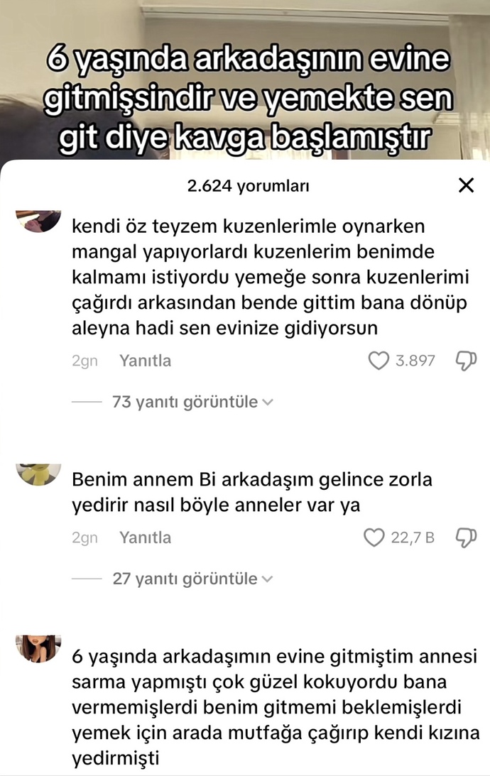Çocukken arkadaşlarınızın evinde yemek yer miydiniz?