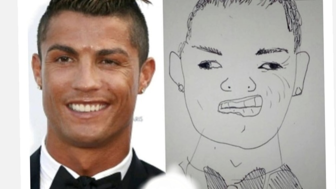 Bu sefer maç severler için ünlü futbolcu Ronaldo'yu çizdim 🤭🤭🤭nasıl olmuş 🤗🤗🤗 çok beğeneceğinize eminim?