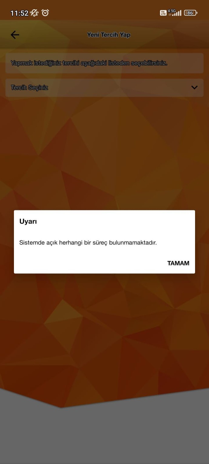 Yks ek tercih ekranı?