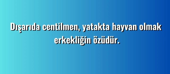 Dışarıda centilmen yatakta hayvan olmak erkekliğin özü müdür?