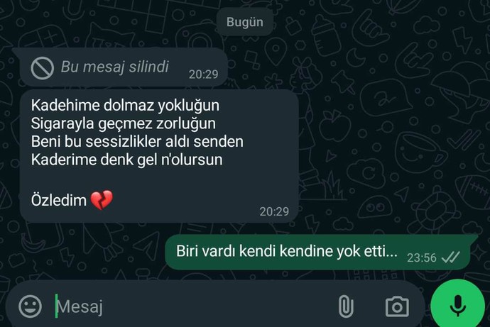 Kendi kendine bazi şeyleri yok etmiş kişilere ne söylemek isterdiniz?