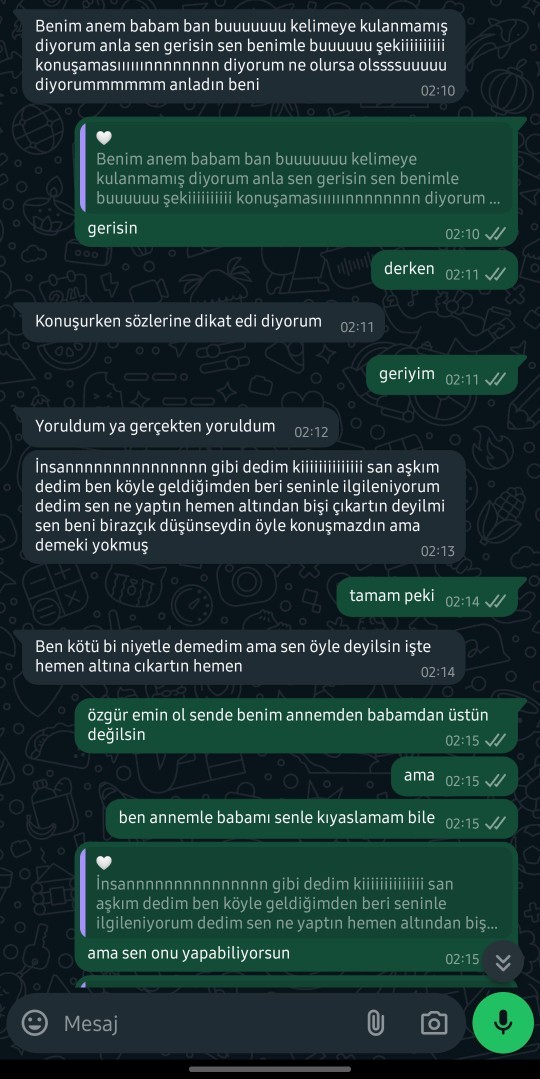 Annemle babamdan gerisin dedi?