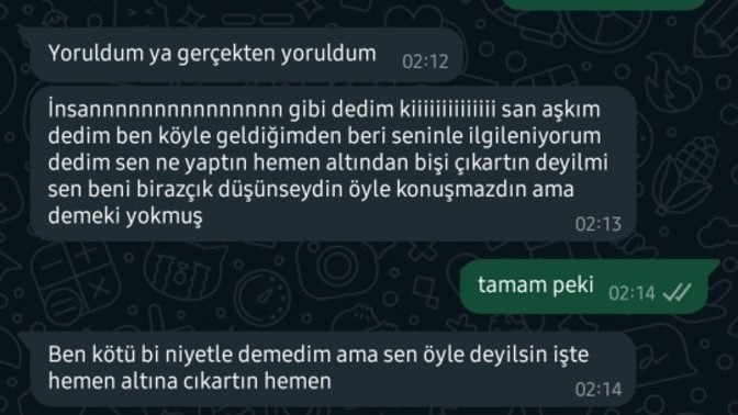 Annemle babamdan gerisin dedi?
