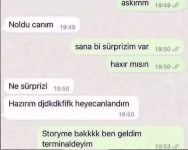 Yeni sevgiliniz size haber vermeden sürpriz bir şekilde yanınıza geldiğini söylerse ne yaparsınız?