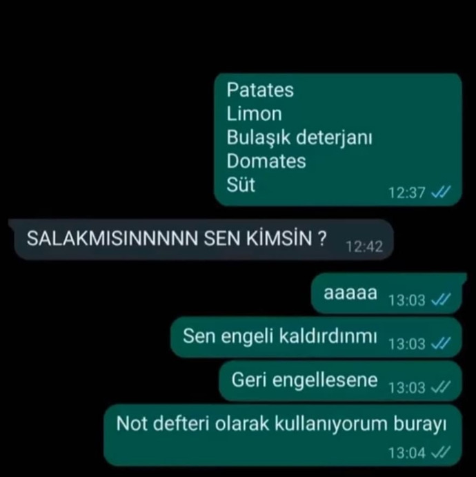 Hiç Engellediğiniz birini not defteri olarak kullandınız mı?