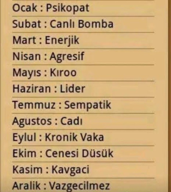 Doğum tarihine göre hangisisin?