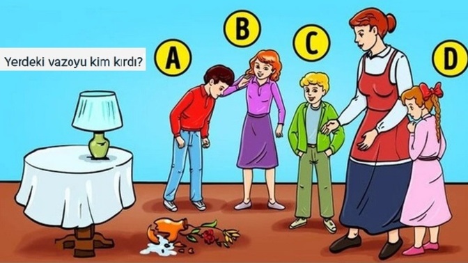Sizce yerdeki vazoyu hangi çocuk kırmış olabilir?