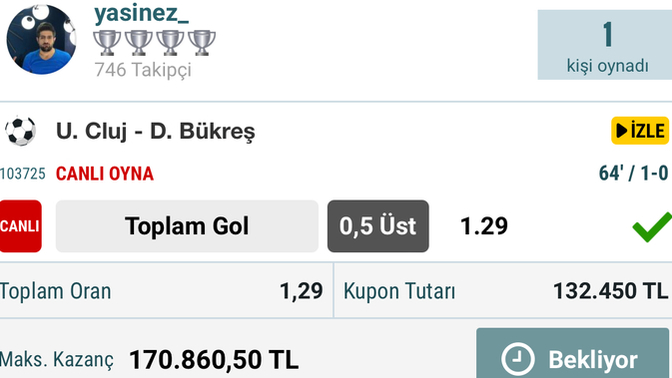 Dinamo Bükreş 1 gol atar mı sizce?