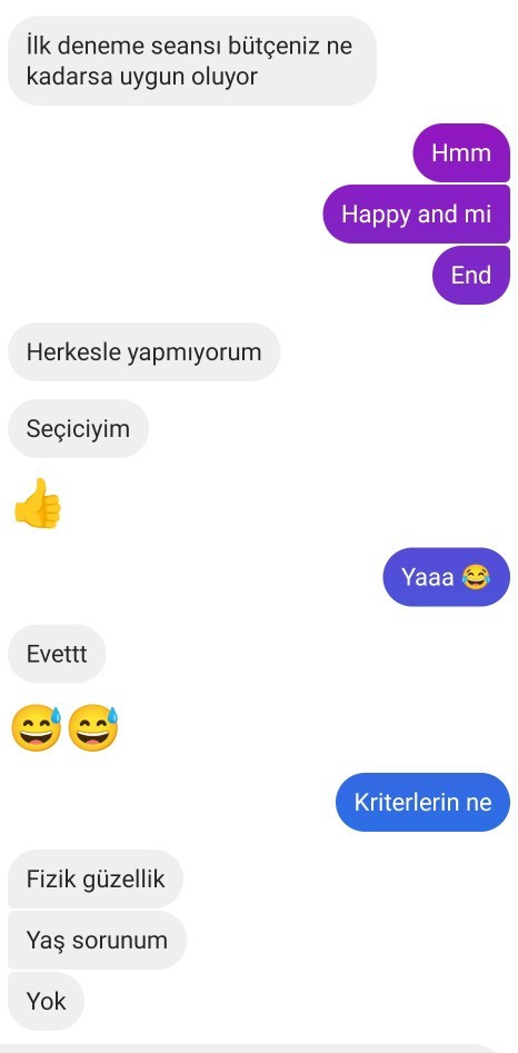 Instagram reklamlarda karşıma çıkar masöre fiyat sordum. Sonuç 👇🏻?
