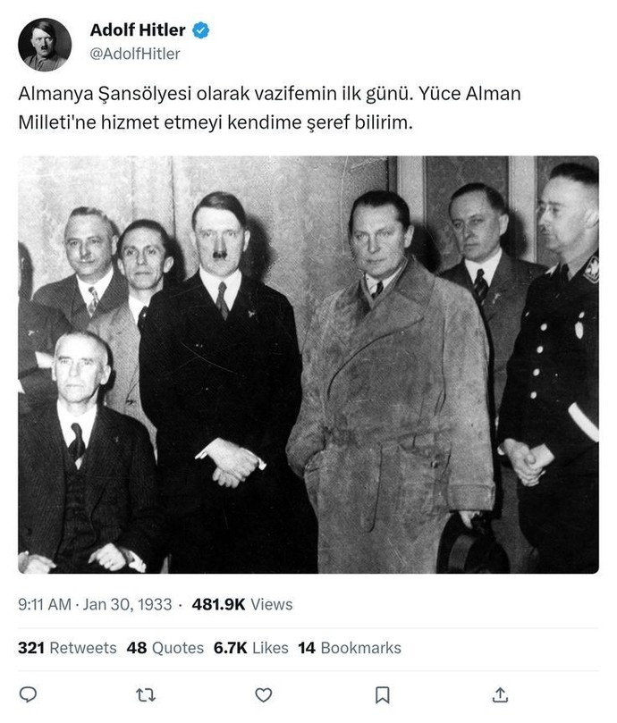 Adolf Hitler Twitterda hesap açtı. Duydunuz mu?