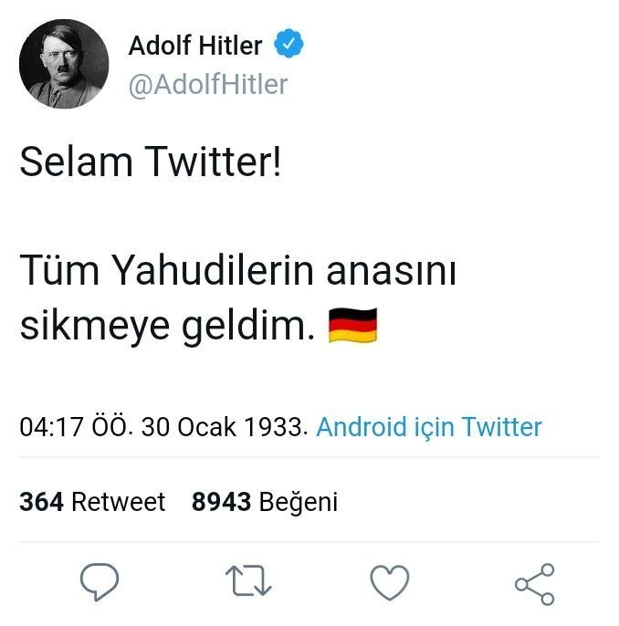 Adolf Hitler Twitterda hesap açtı. Duydunuz mu?