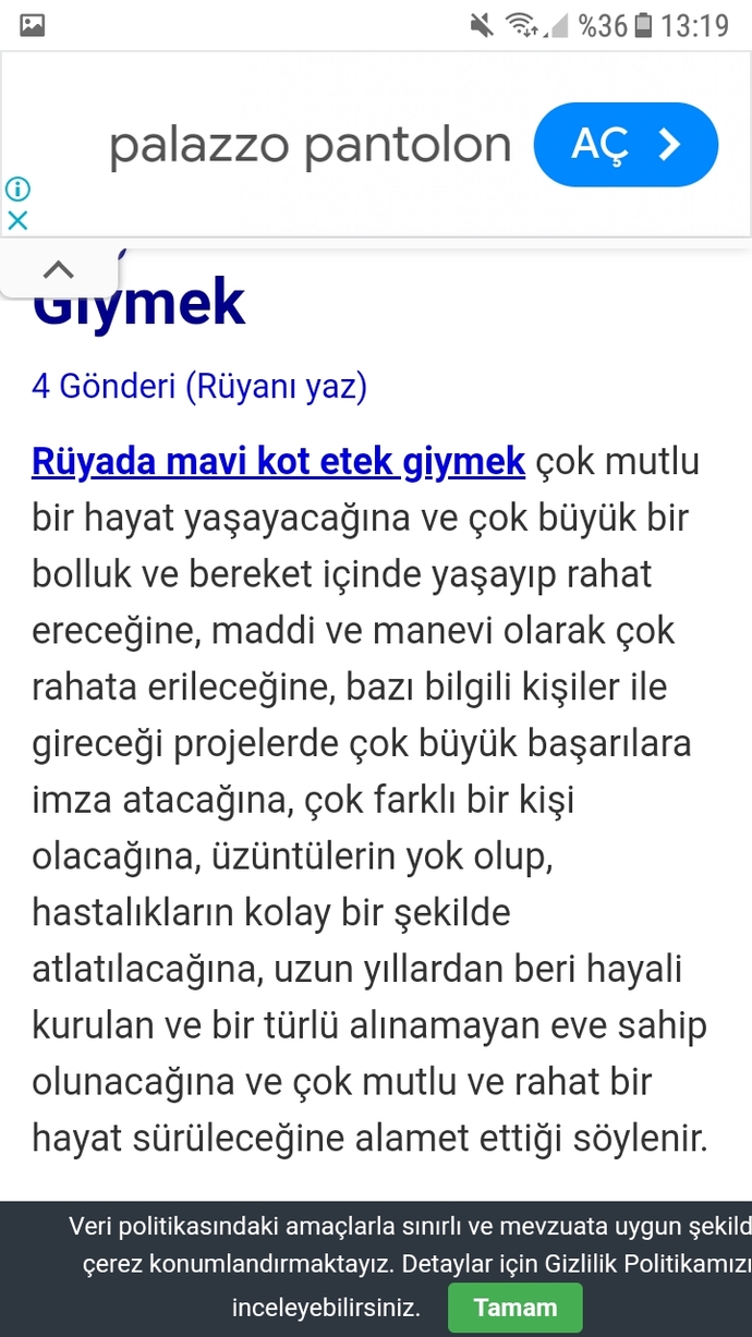 Rüyamda mavi kot mini etek giymiştim ve altımda siyah ten çorap vardı. Anlamı nedir?