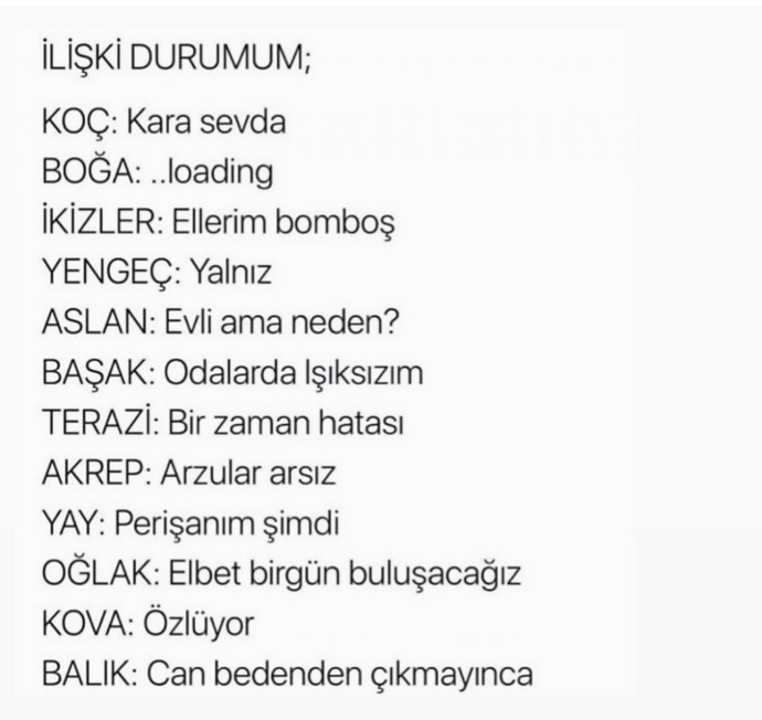 Senin burcunun ilişki durumu nedir?