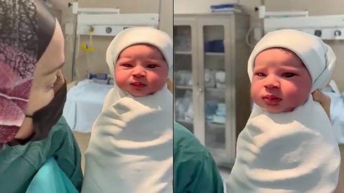 Azerbaycan'da yeni doğan bir bebek izleyenleri büyüledi! Ne düşünüyorsunuz?