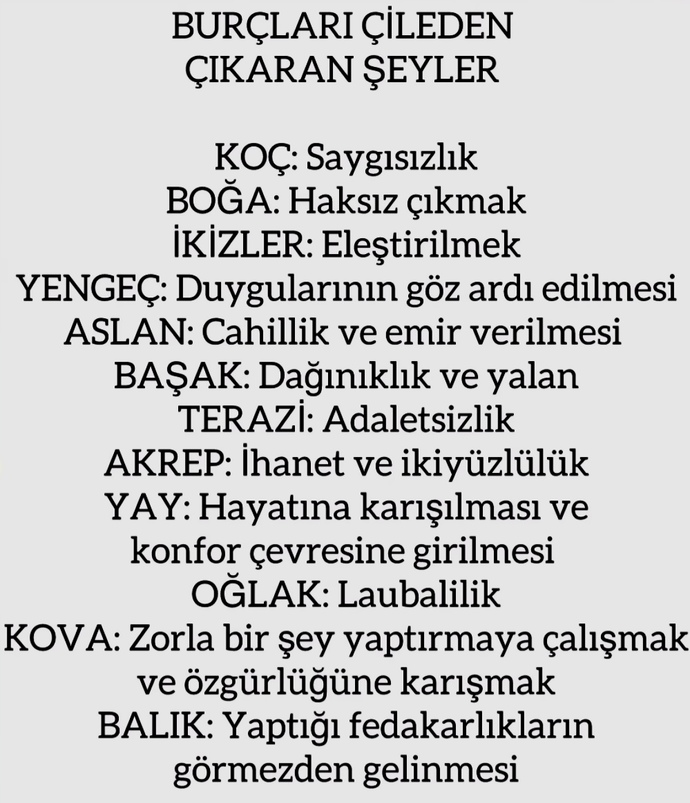 Seni çileden çıkaran şeyler nedir?