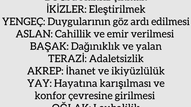 Seni çileden çıkaran şeyler nedir?