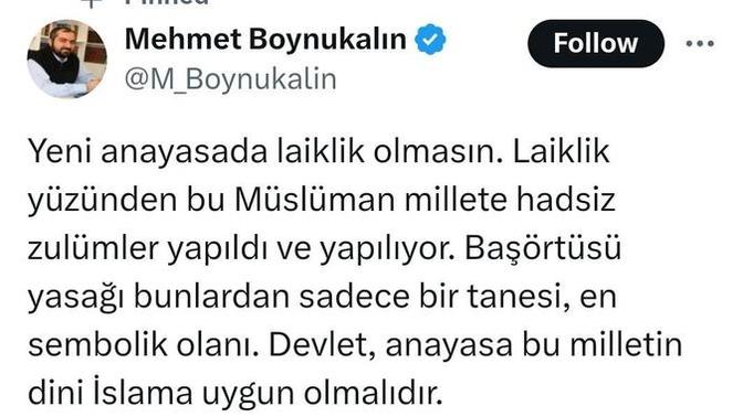 Ayasofya imamı Mehmet Boynukalın anayasadan laikliğin kaldırılmasını istedi. Fikriniz nedir?
