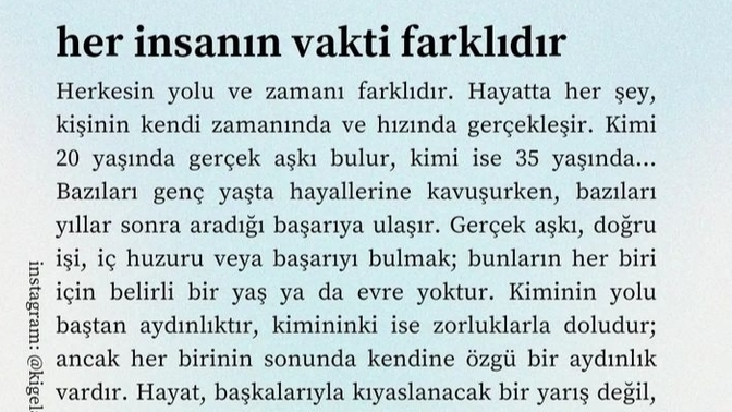 He insanın vakti farklıdır Sen vaktinin geldiğini düşünüyor musun?