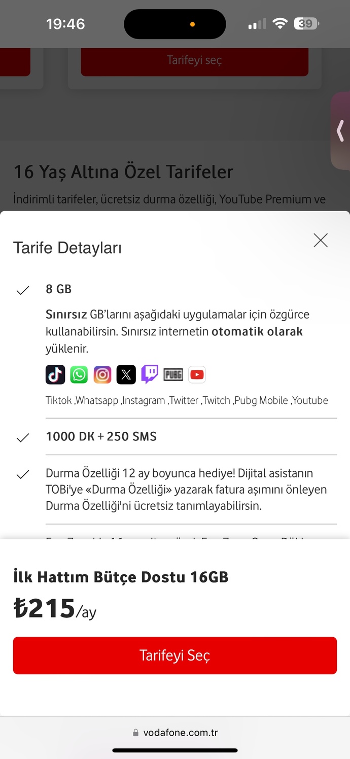 Vodafone tarife hakkında soru?