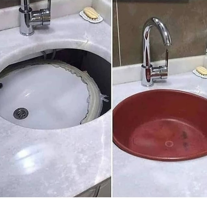 Evdeki lavabo kırıldı şimdilik leğen koydum inşallah anlaşılmıyordur🤔sizce belli oluyor mu?