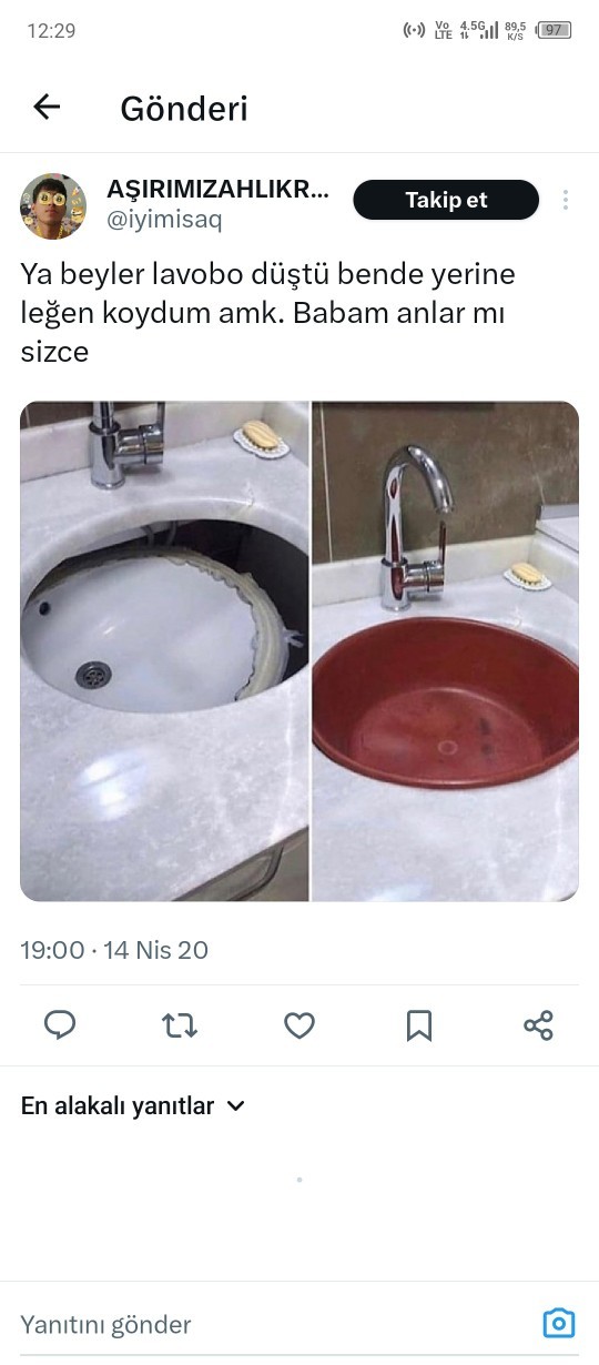 Evdeki lavabo kırıldı şimdilik leğen koydum inşallah anlaşılmıyordur🤔sizce belli oluyor mu?