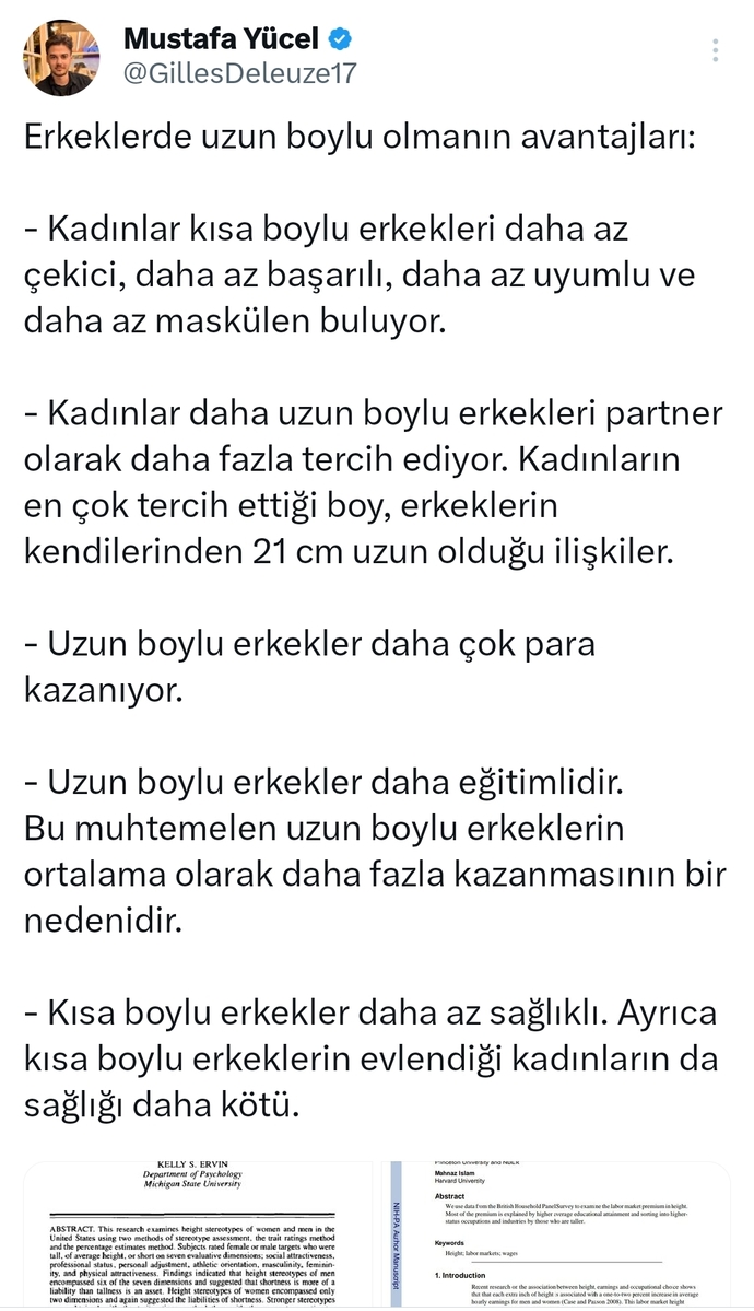 Hem kısa hem erkek olmaktan daha kötü bir şey var mı?