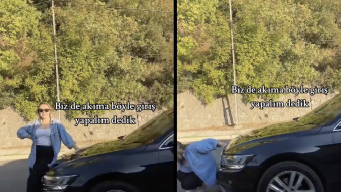 "Ona ne kadar güveniyorsun?" akımında, frene geç basan sürücü sevgilisine çarptı. TikTok akımlarını seviyor musun?