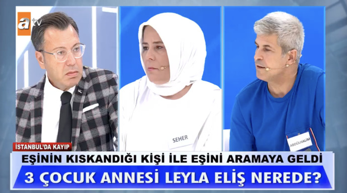 Müge Anlıya katılan bir kişi, eşinin kıskandığı kişi ile kaybolan eşini aramaya geldi. Aile ilişkileri neden böyle oldu?