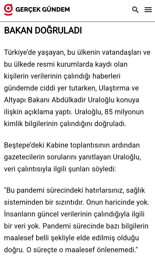Türkiyede kişisel veriler çalındı mı?