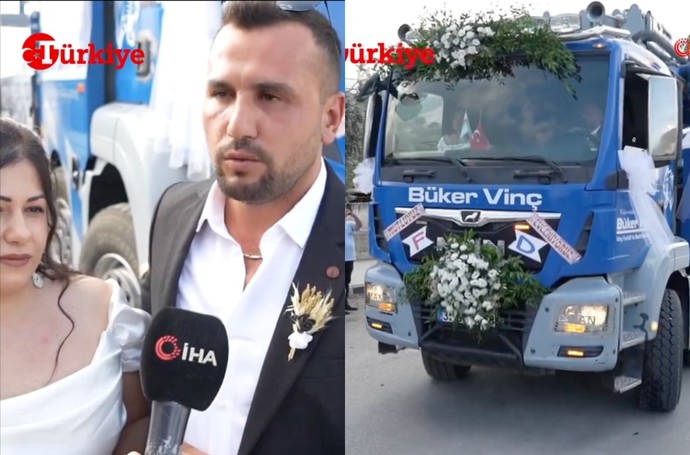 Manisada 15 yıldır vinç operatörü olan damat, gelin aracı olarak vinci süsletti. Damadın bu hareketini nasıl buldunuz?
