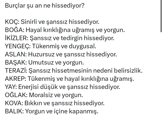Burcunuza göre şu anda ne hissediyorsunuz?