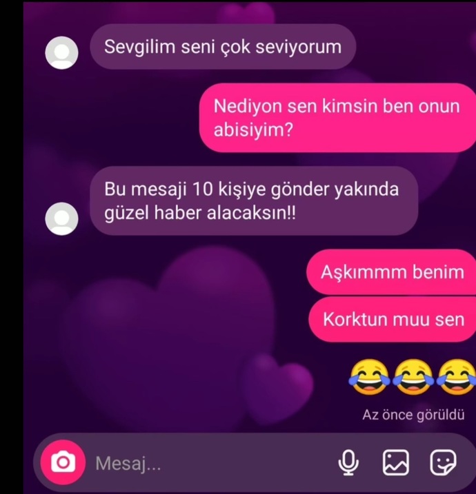 Sevgiliye cekilen mesaji ailesinden biri görse tepkiniz ne olurdu?