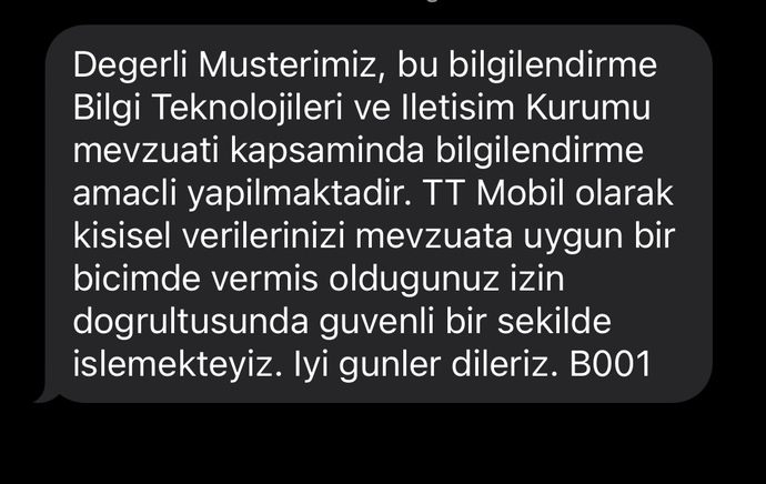 Bu ne mesajı bilen var mı türktelekom?