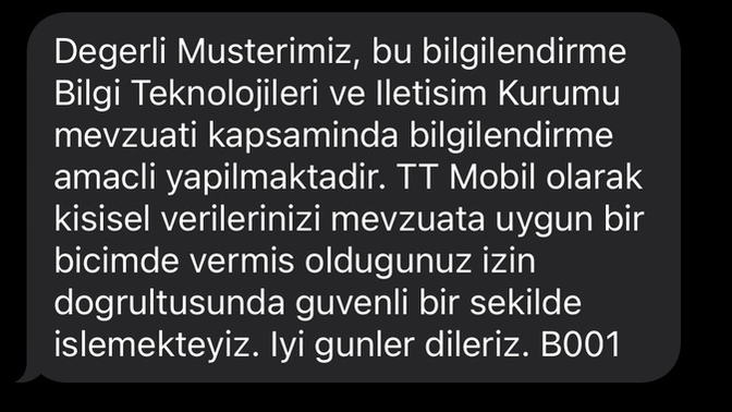 Bu ne mesajı bilen var mı türktelekom?