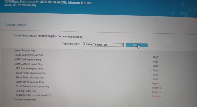 Görselini en iyi ifade eden kısa notunu buraya ekleyebilirsin... merhabalar modemi resetledim kurulumu yaptım ancak ne wifi ne lan baglanamiyorum internet ışığı modem de yandığı halde yardımcı olabilir misiniz?