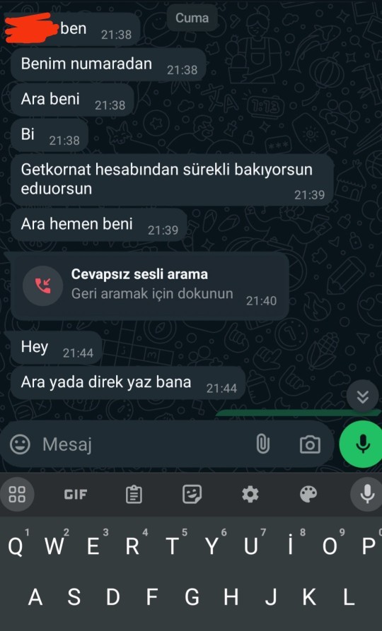 Arkadaşlar eski sevgilim arkadaşından bana yazdı wp üzerinden sonra yazan kişiye ulaştım bakar mısınız?