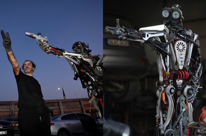 Düzceli motor ustası Murat Çetin, araç atıklarından Yusuf Dikeç duruşlu maket robot yaptı. Dikeç duruşlu robotları beğendiniz mi?