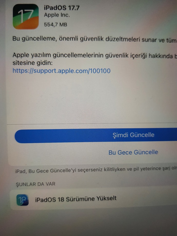 Ipadim için hangi güncellemeyi yapayım?