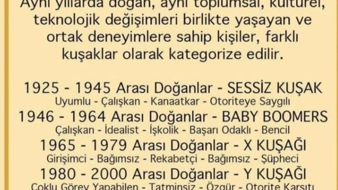 Sen hangi kuşakta ve özelliktesin?