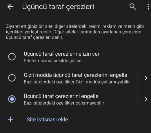 Chrome dan tüm çerezleri kabul etmişim saçma sapan bildirimler geliyor çerezleri nasıl kapatabilirim?