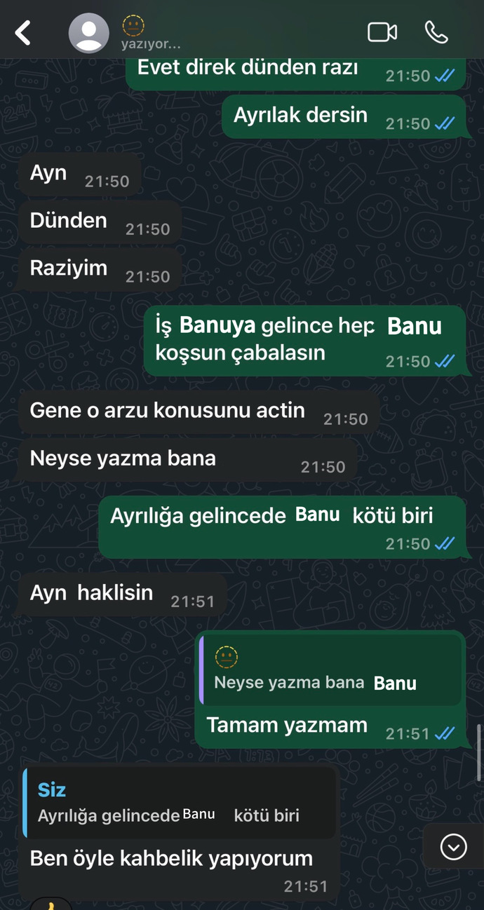 Dünde razı ayrılalım diyor yazma