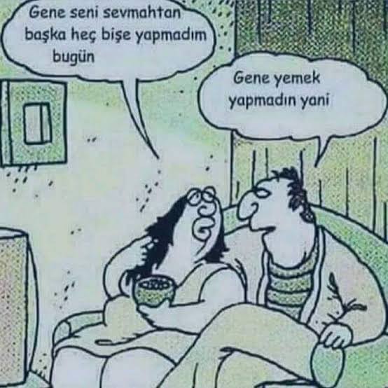 Eşiniz, siz eve geldiğinizde yemek yapmamış olsa ve yine seni sevmekten başka hiçbir şey yapmadım bugün dese, ne yapardınız?